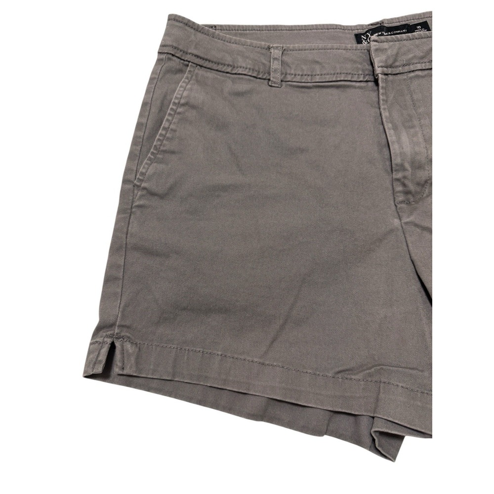 NY &‎ Co Chino Shorts Womens 10 Gray Cotton Stretch Flat Front Pockets - Picture 8 of 10
